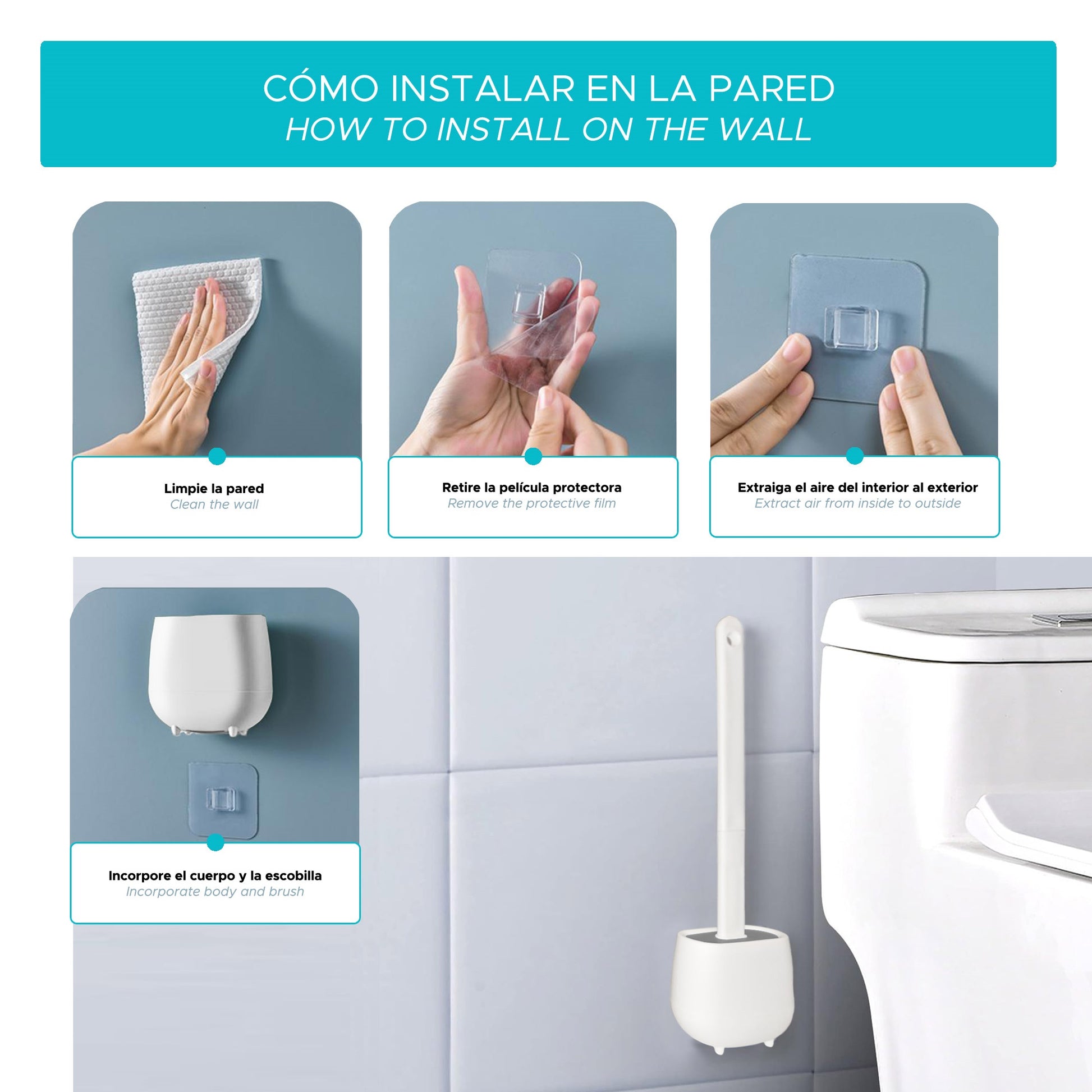 4x Escobilla Para Inodoro En Tpr Y Caucho Termoplástico Color Blanco_4