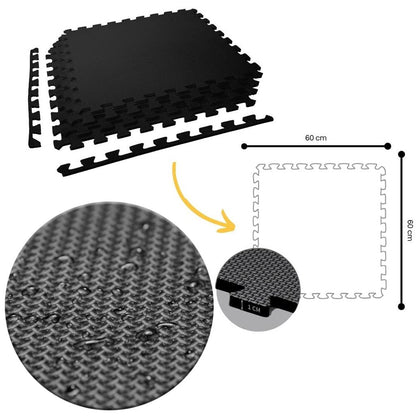 Tatami Puzzle 1cm 60x60cm – Pack 4 Uds (t60-4) Negro