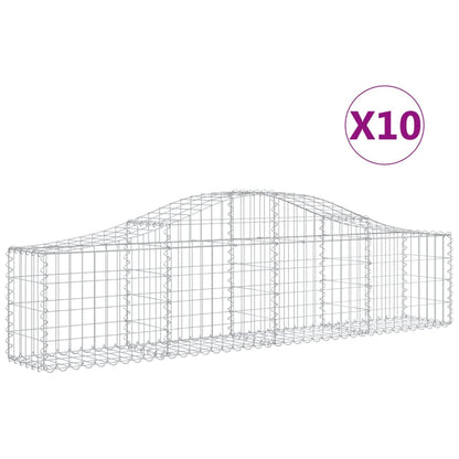 Cestas De Gaviones 10 Uds Forma De Arco Hierro 200x30x40/60 Cm_0