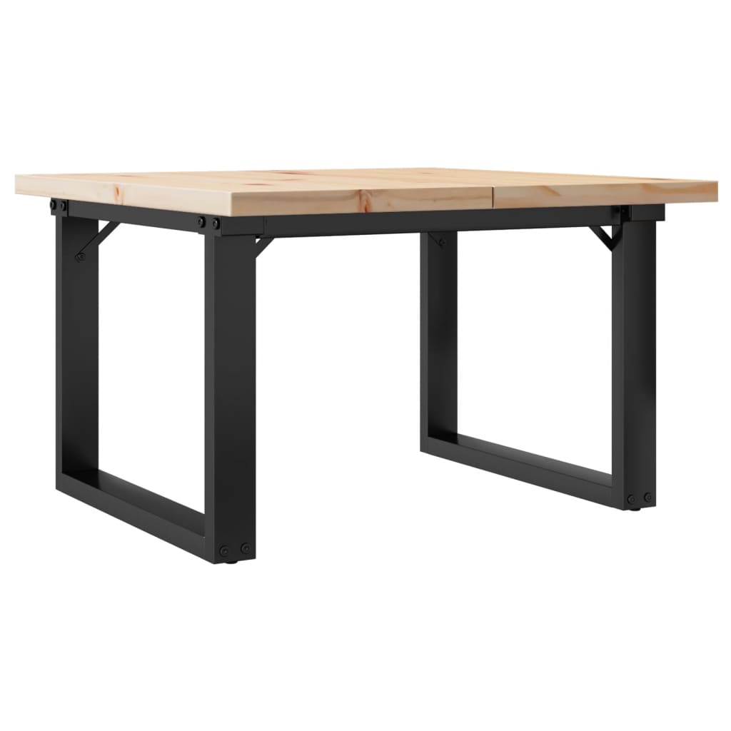 Mesa De Centro Marco O Madera Maciza Pino Y Acero 60x60x40,5 Cm_0