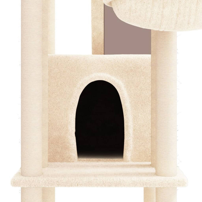 Vidaxl Rascador Para Gatos Con Postes De Sisal Color Crema 201 Cm_5