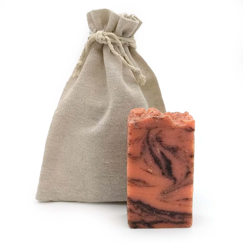 Jabón Natural Canela Y Naranja 90g En Bolsa Regalo De Yute. Piel Mixta Y Todo Tipo Pieles. Reduce Acné, Calma Irritación_1