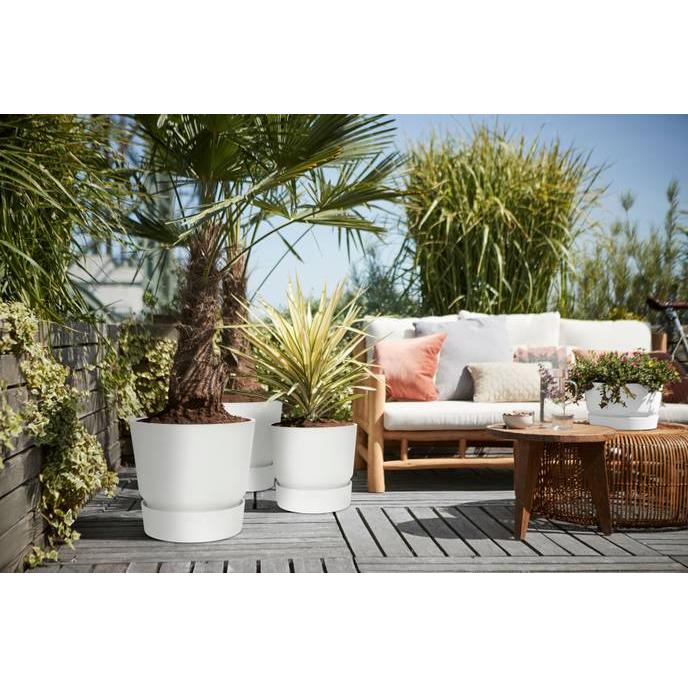 Vaso Elho Branco Greenville 18 cm com Pires Integrados