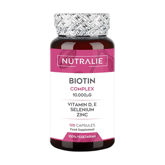 Nutralie Biotin Complex 10.000 mcg Cabelo, Pele, Unhas, 120 Cápsulas 
