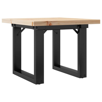Mesa De Centro Marco O Madera Maciza Pino Y Acero 50x50x35,5 Cm_0