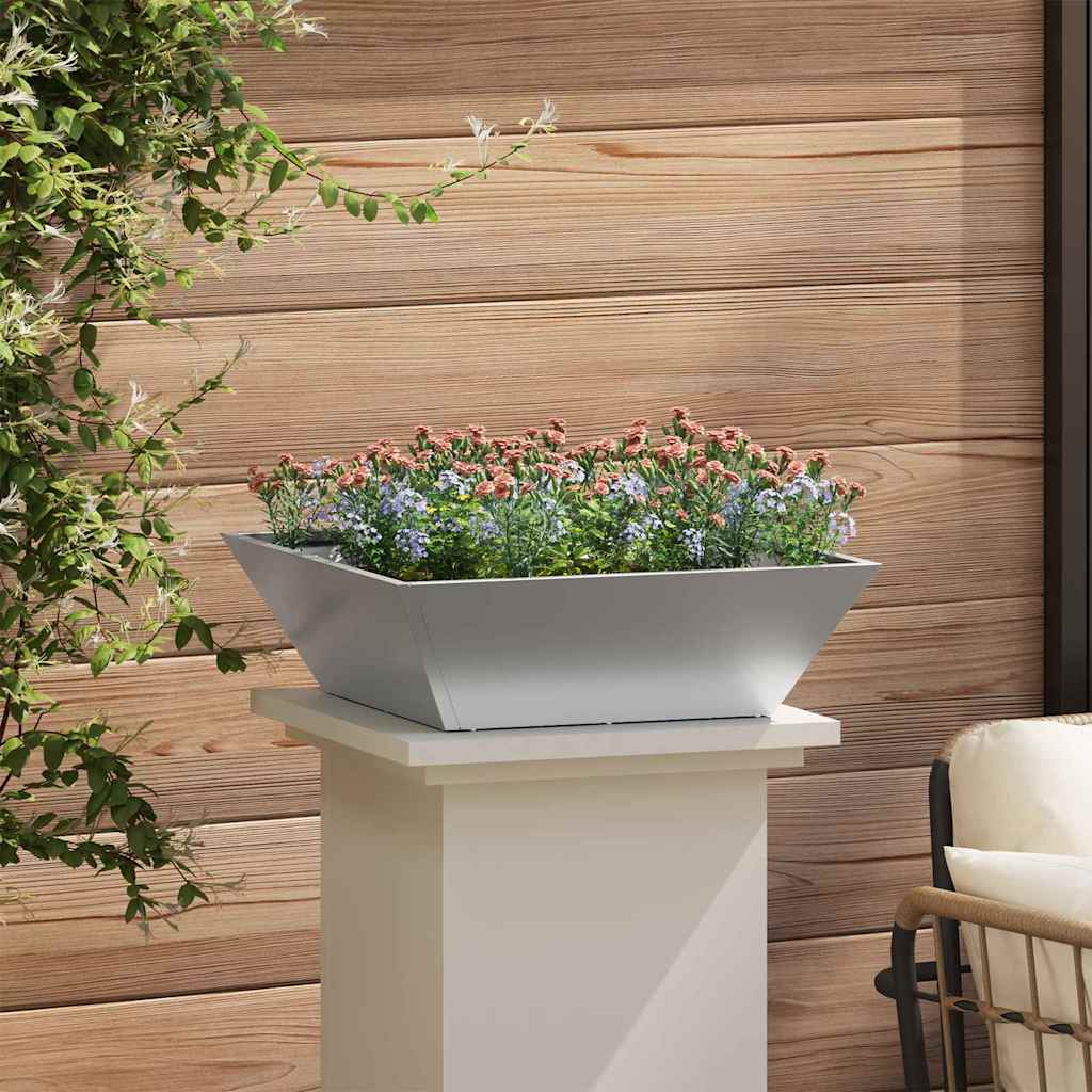 Macetero De Jardín Plateado 50 X 50 X 15 Cm Acero Galvanizado_3