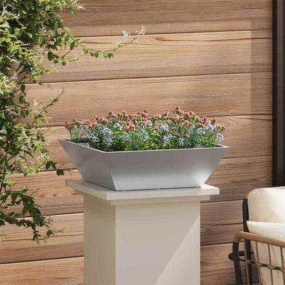 Macetero De Jardín Plateado 50 X 50 X 15 Cm Acero Galvanizado_3
