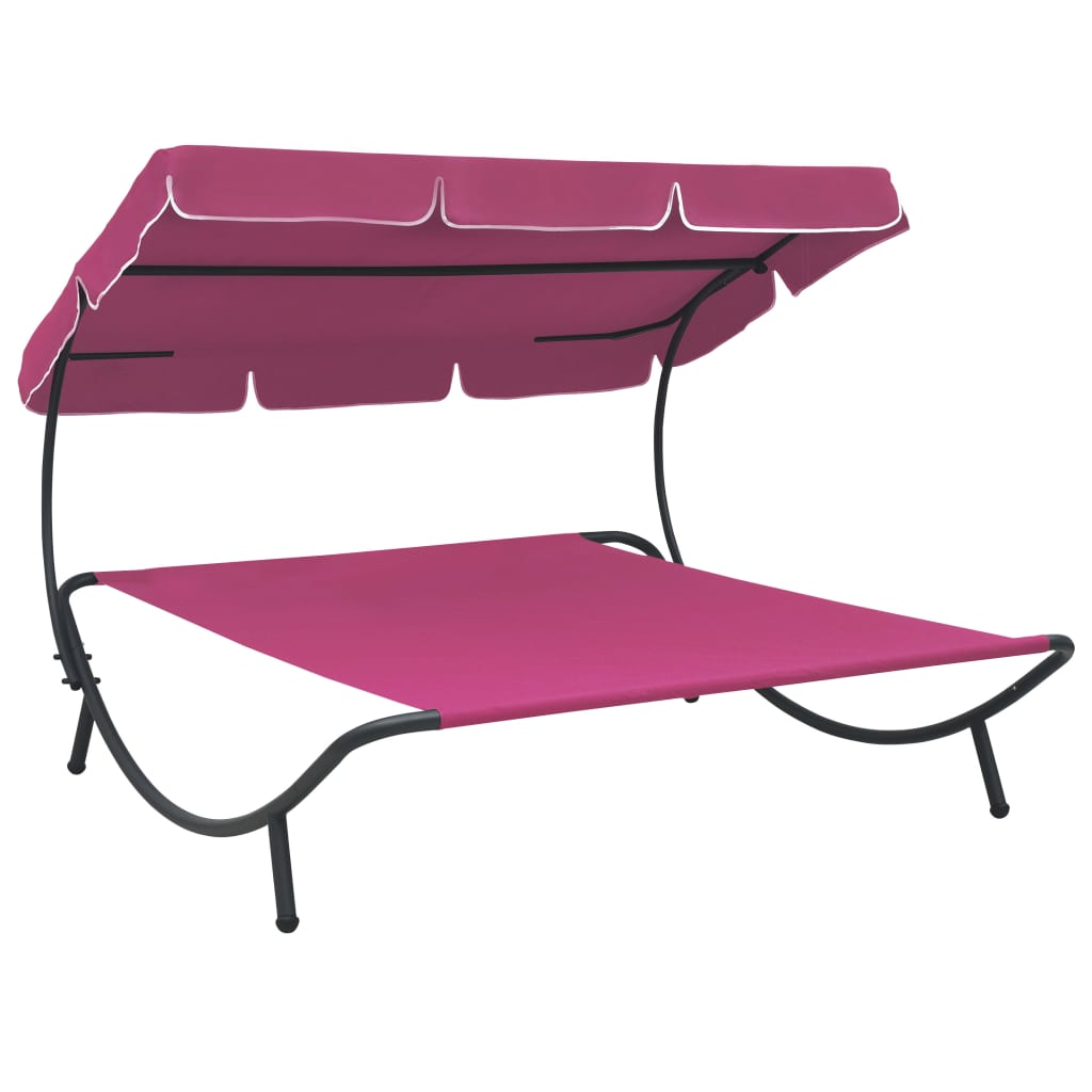 Tumbona Sofá De Jardín Con Toldo Rosa_0