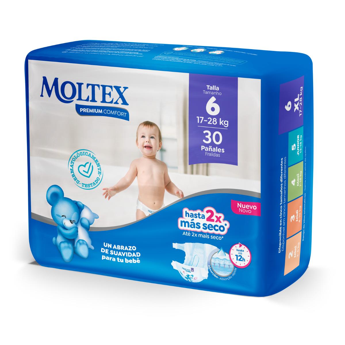 Fraldas Moltex Premium Comfort T6 (17-28 kg) 30 unidades