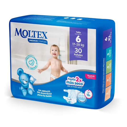 Fraldas Moltex Premium Comfort T6 (17-28 kg) 30 unidades