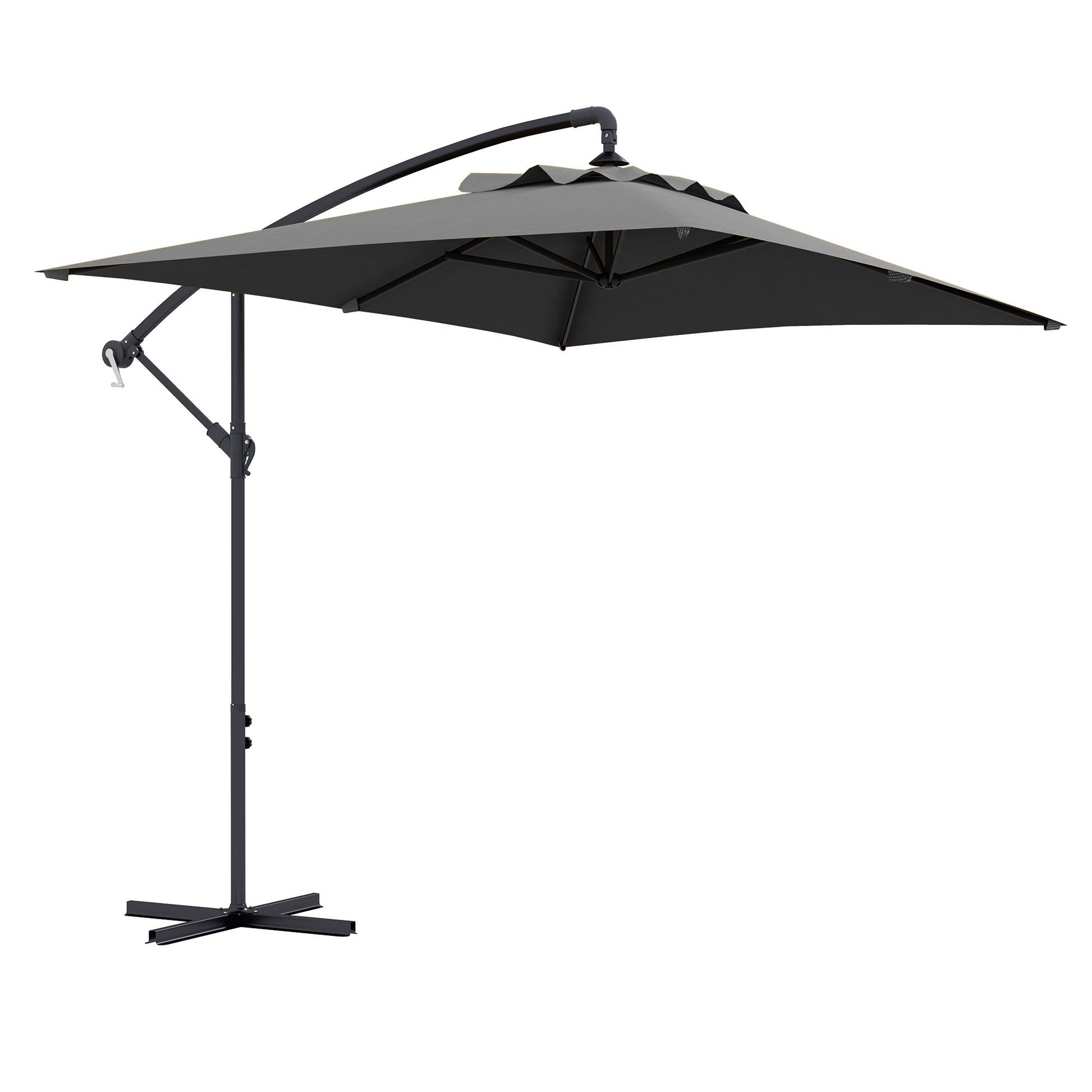 Outsunny Parasol Excéntrico 294x193 Cm Con Base Cruzada Impermeable Gris Oscuro_0