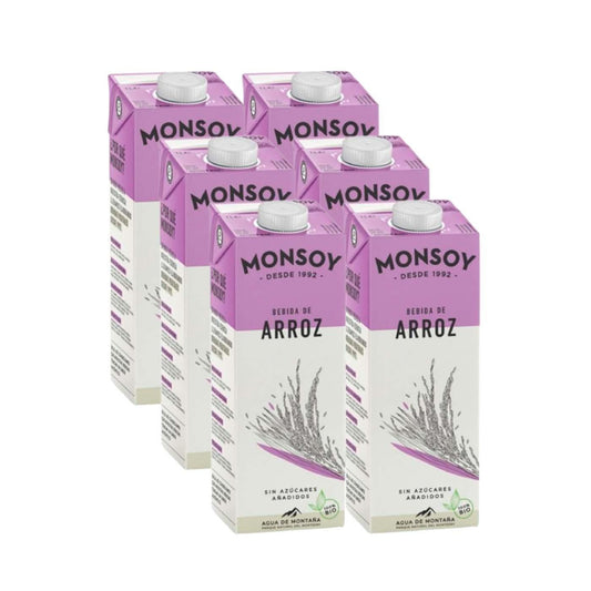 Embalagem de 6 bebidas de arroz biológico Monsoy 1L
