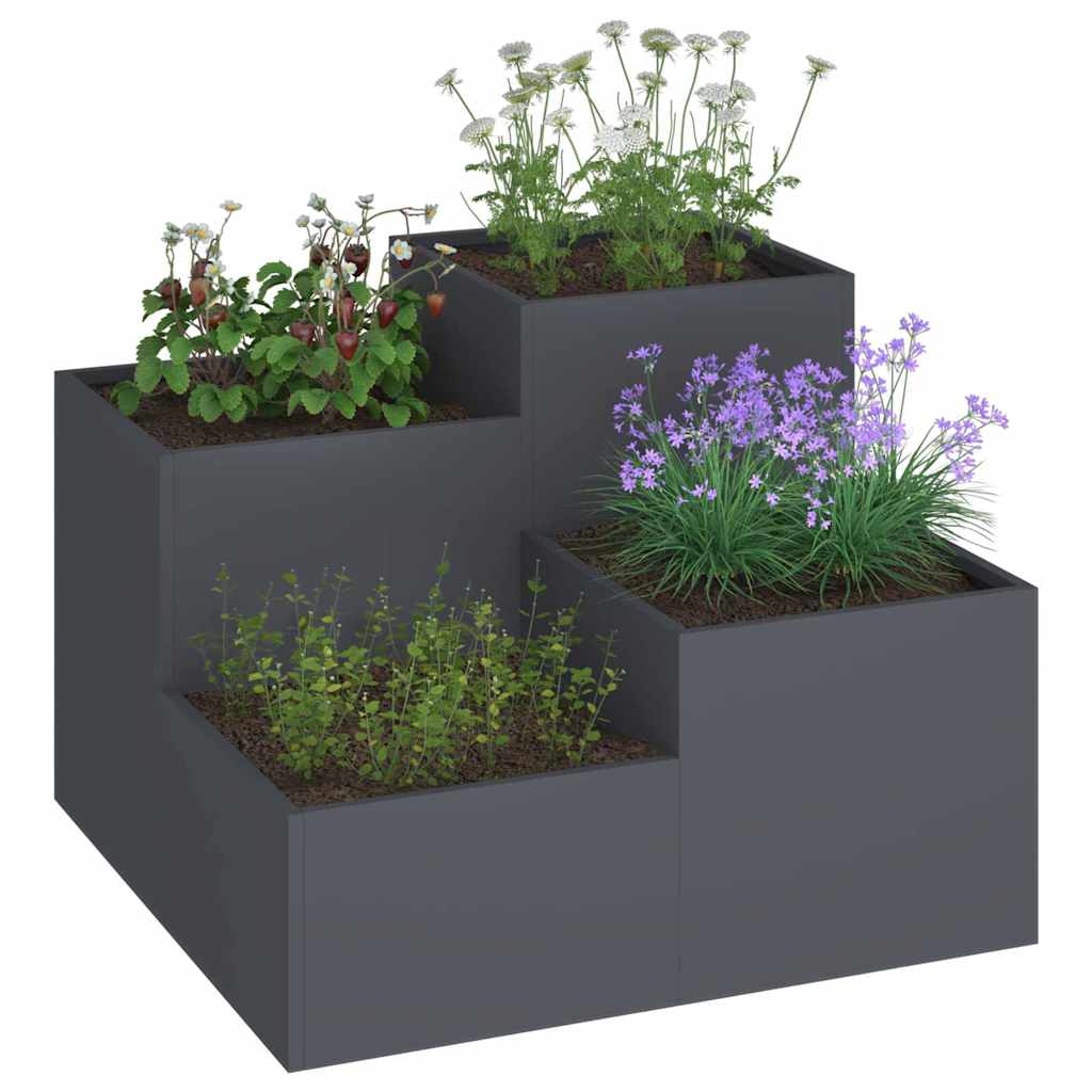 Maceta Para Jardín Antracita 80 X 80 X 60 Cm Acero_2