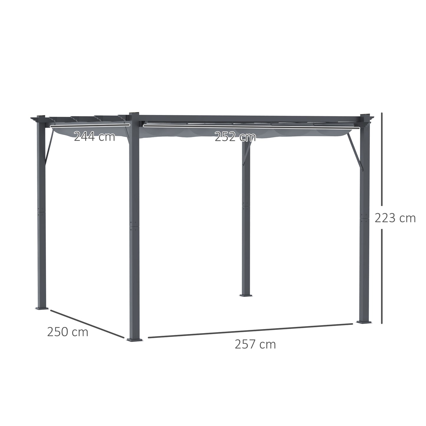 Outsunny Pérgola De Aluminio 3x3 M Con Techo Retráctil Resistente Al Agua Gris_2