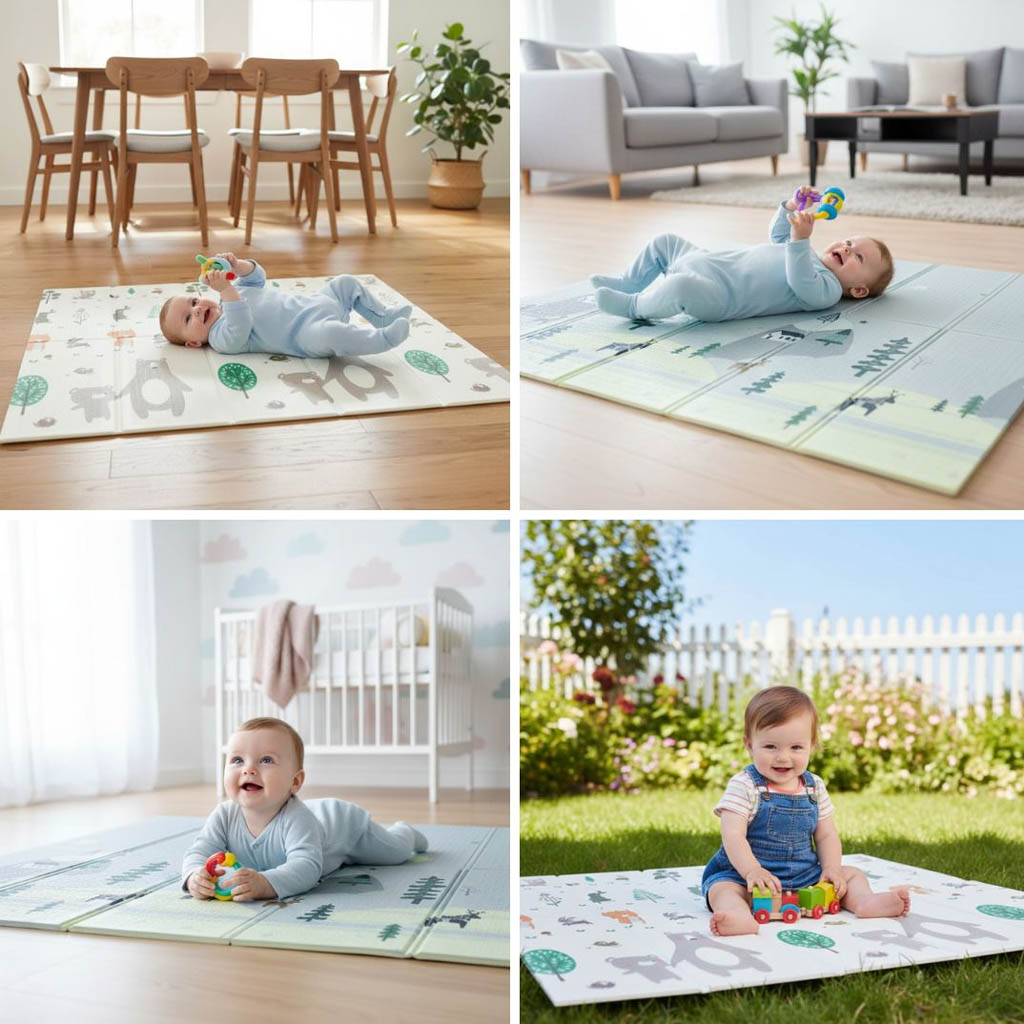 Bathby | Alfombra Plegable Para Bebé 200 × 180 Cm, Reversible Animales/invierno_3