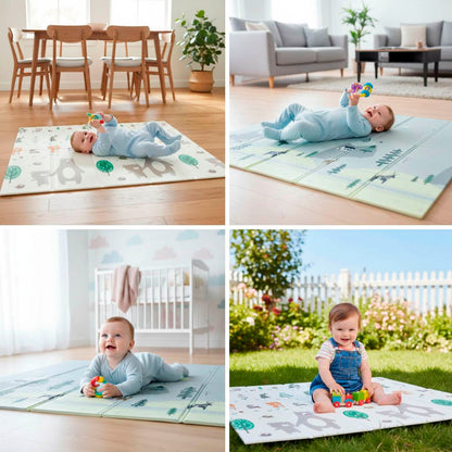 Bathby | Alfombra Plegable Para Bebé 200 × 180 Cm, Reversible Animales/invierno_3