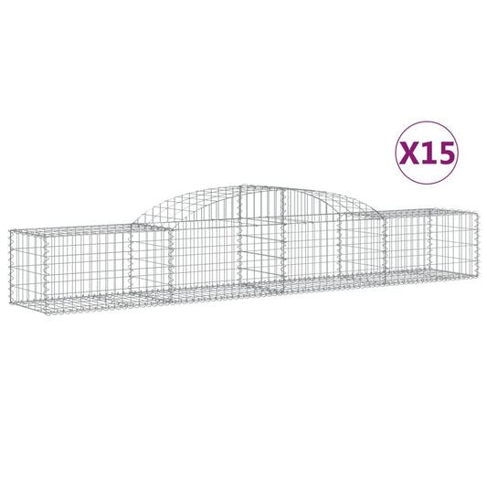 Cestas De Gaviones 15 Uds Forma De Arco Hierro 300x50x40/60 Cm_0