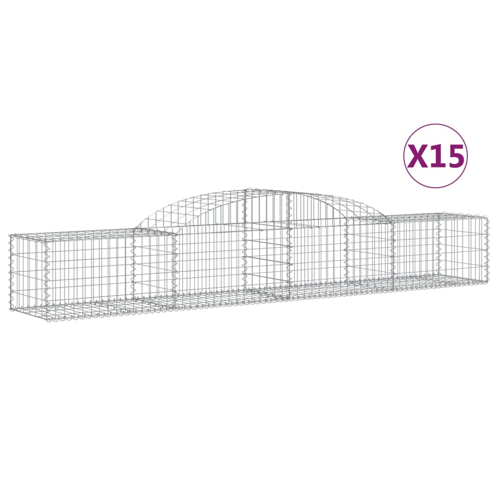 Cestas De Gaviones 15 Uds Forma De Arco Hierro 300x50x40/60 Cm_0