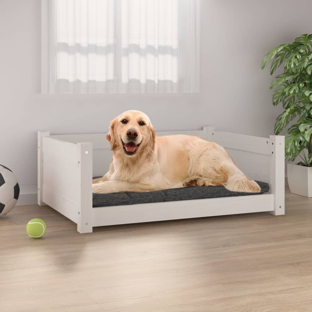 Vidaxl Cama Para Perros Madera Maciza De Pino Blanco 75,5x55,5x28 Cm_1