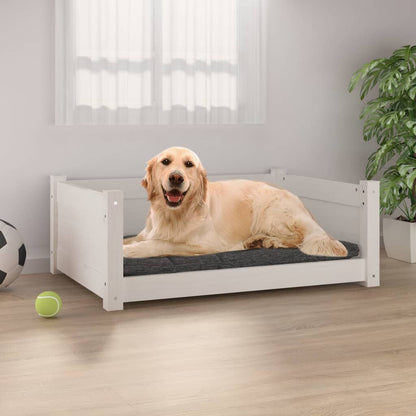 Vidaxl Cama Para Perros Madera Maciza De Pino Blanco 75,5x55,5x28 Cm_1