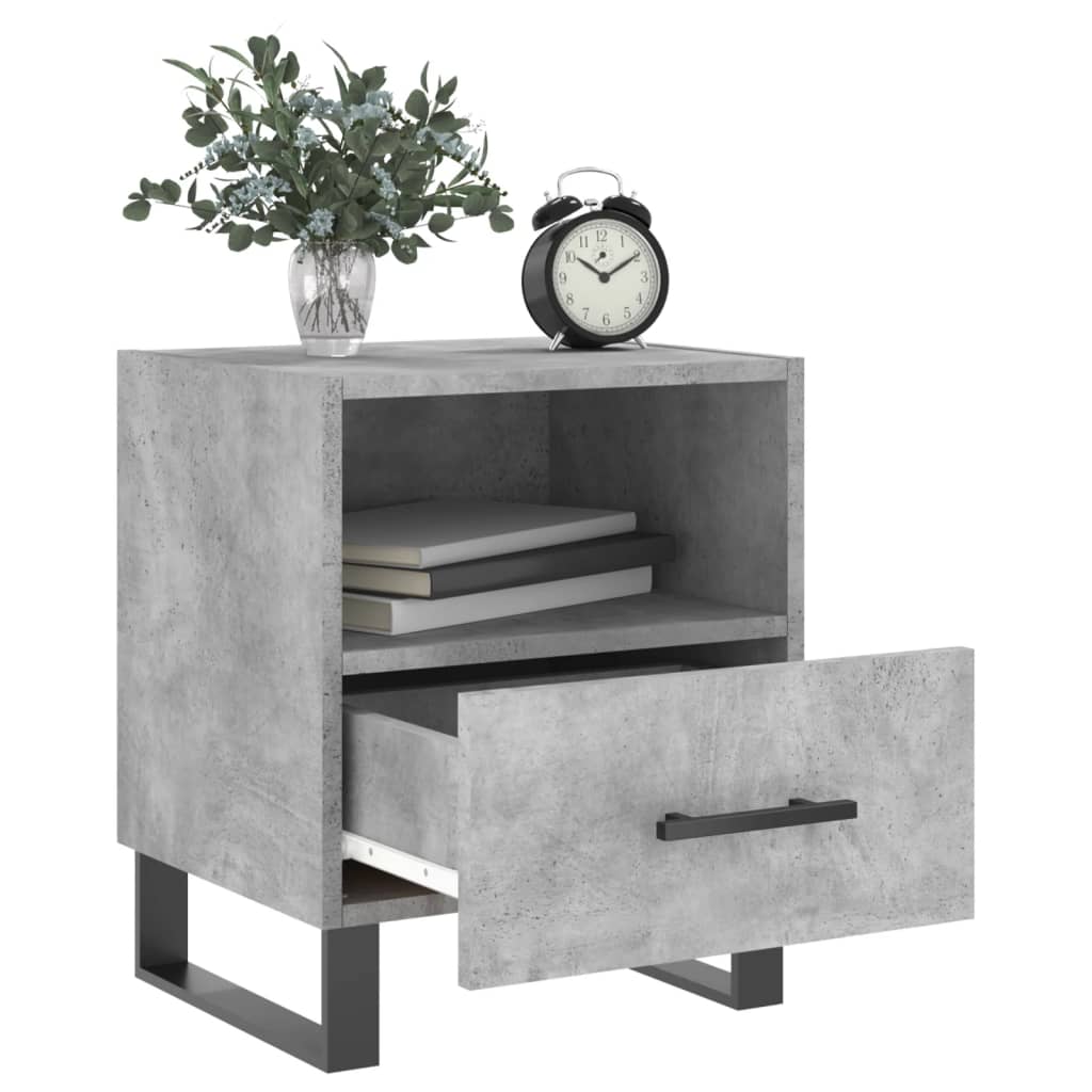 Mesita Noche 2 Uds Madera Ingeniería Gris Hormigón 40x35x47,5cm_1