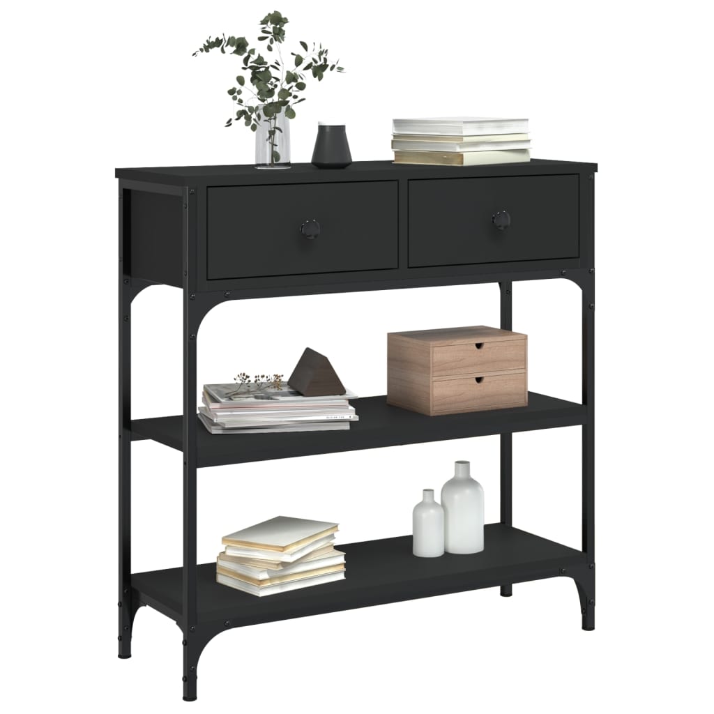 Mesa Consola Madera De Ingeniería Negra 72,5x25x75 Cm_1