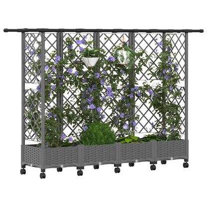 Cama Elevada Con Trellis Y Techo Gris Claro 202,5 X 40 X 127 Cm_2