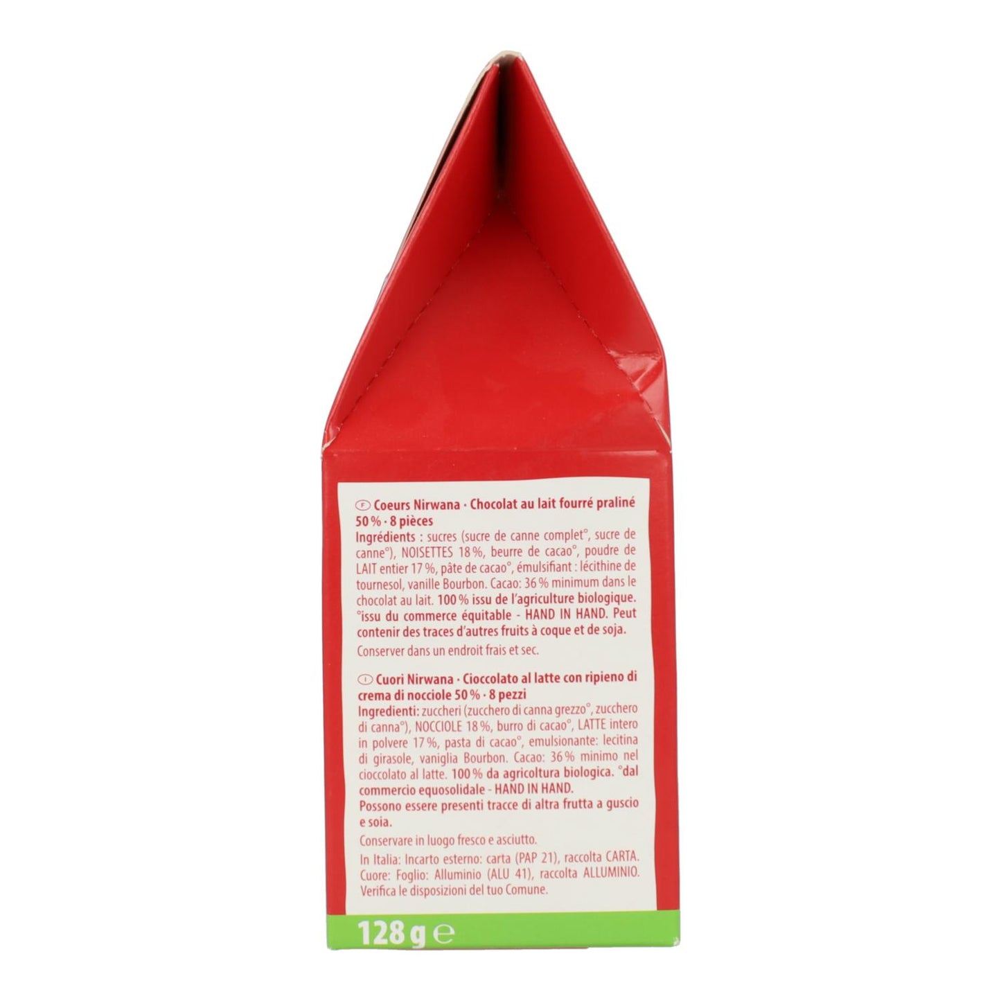Rapunzel Nirvana Organic Chocolate Hearts, 8 unidades de 16 gr