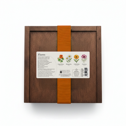 Caja Botánica: Flores "Sembrado con amor, todo florece" Planeta Huerto