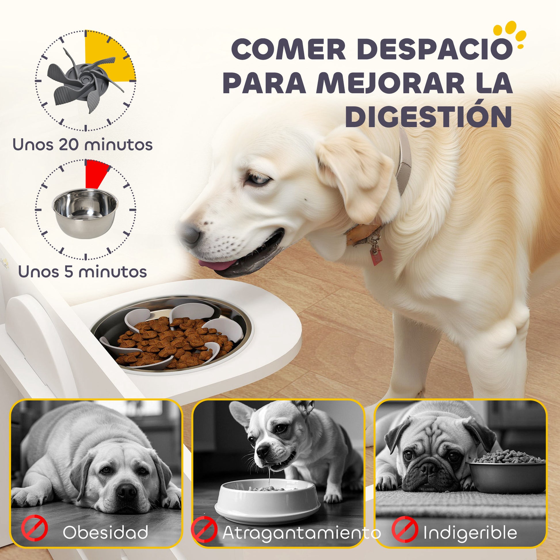 Pawhut Comedero Perros Elevado De 3 Alturas Ajustables Cuencos 2x1 L Blanco_5