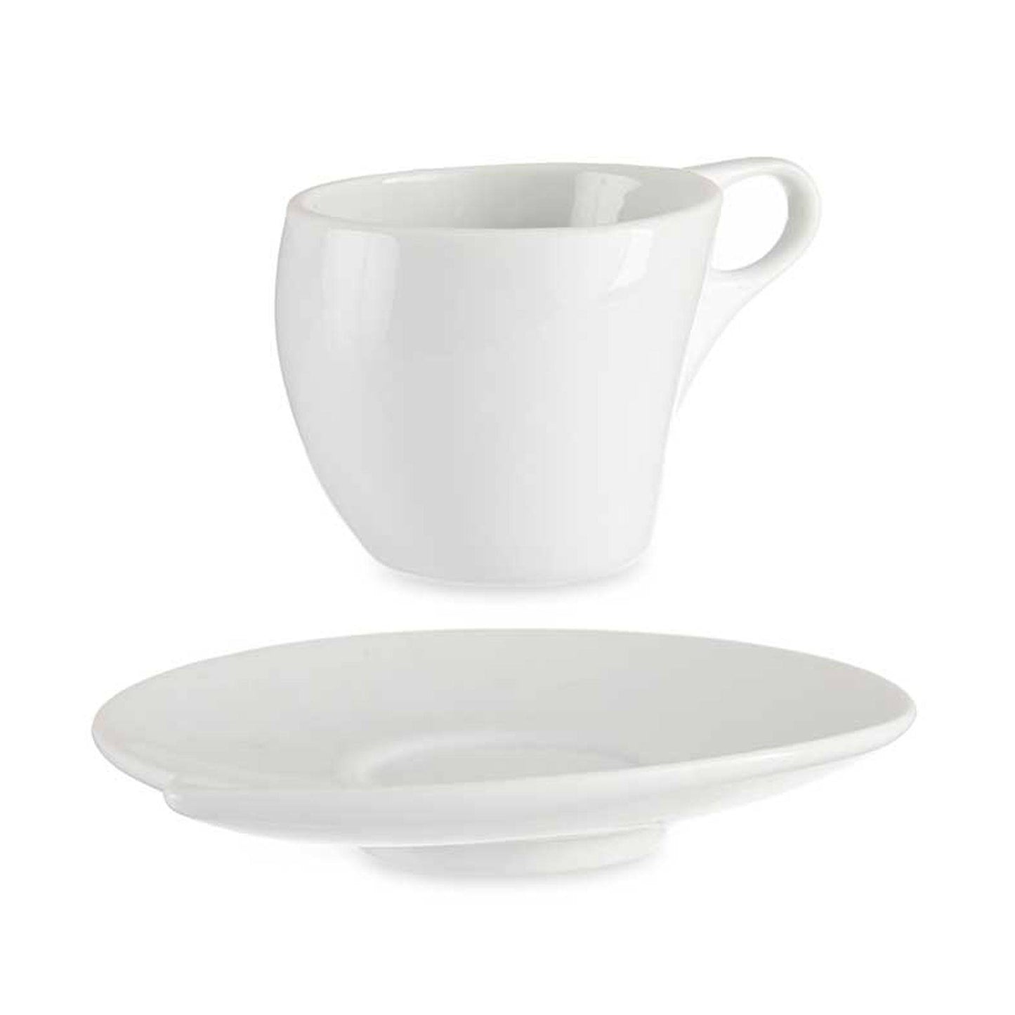 Set 6 Tazas Porcelana Blanca C Plato 120 Colección Vessia_3