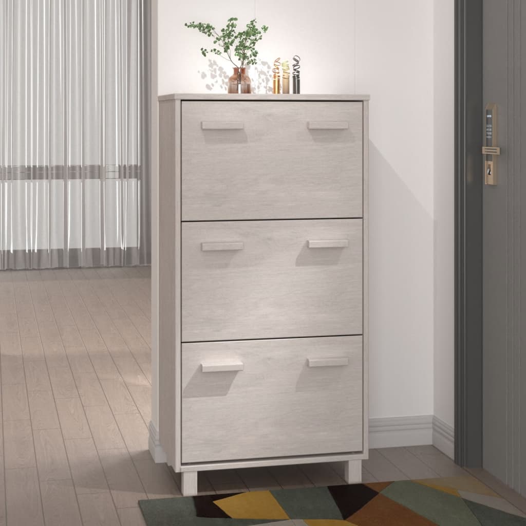 Zapatero Hamar Madera Maciza De Pino Blanca 59,5x35x117 Cm / Vetonek_3
