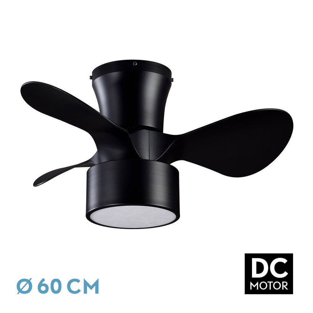 Ventilador Dc 24w Kos Negro 3 Aspas 60d 6 Vel. 2390lm 3000-4500-6000k C/remoto, Memoria Y Temporizador_0