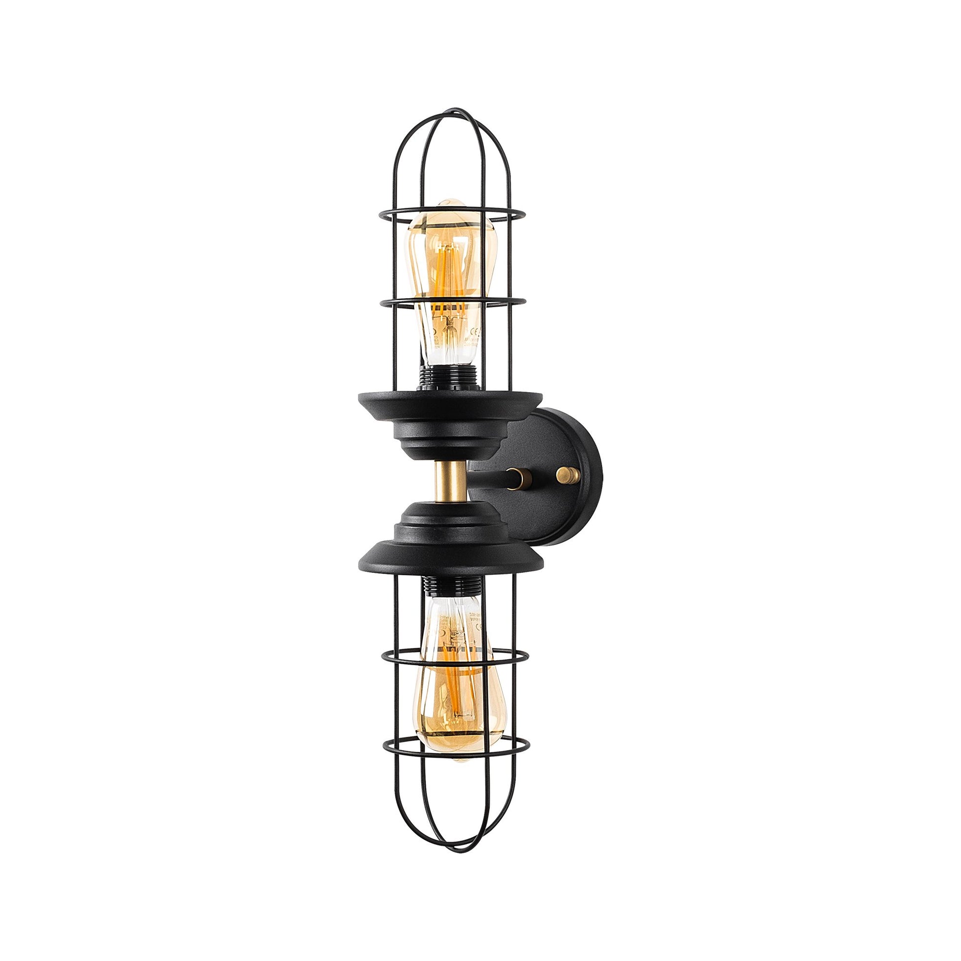 Aplique De Pared, Metal , Negro, 12x20x51, Casquillo 2 X E27 Max 40 W_2