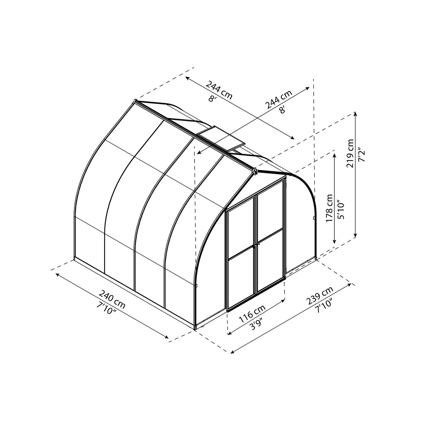 Bonita Estufa de Jardim 244x244x219 cm 