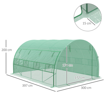 Outsunny Invernadero De Exterior 4x3x2 M Con Puerta Y 8 Ventanas De Malla Verde_2