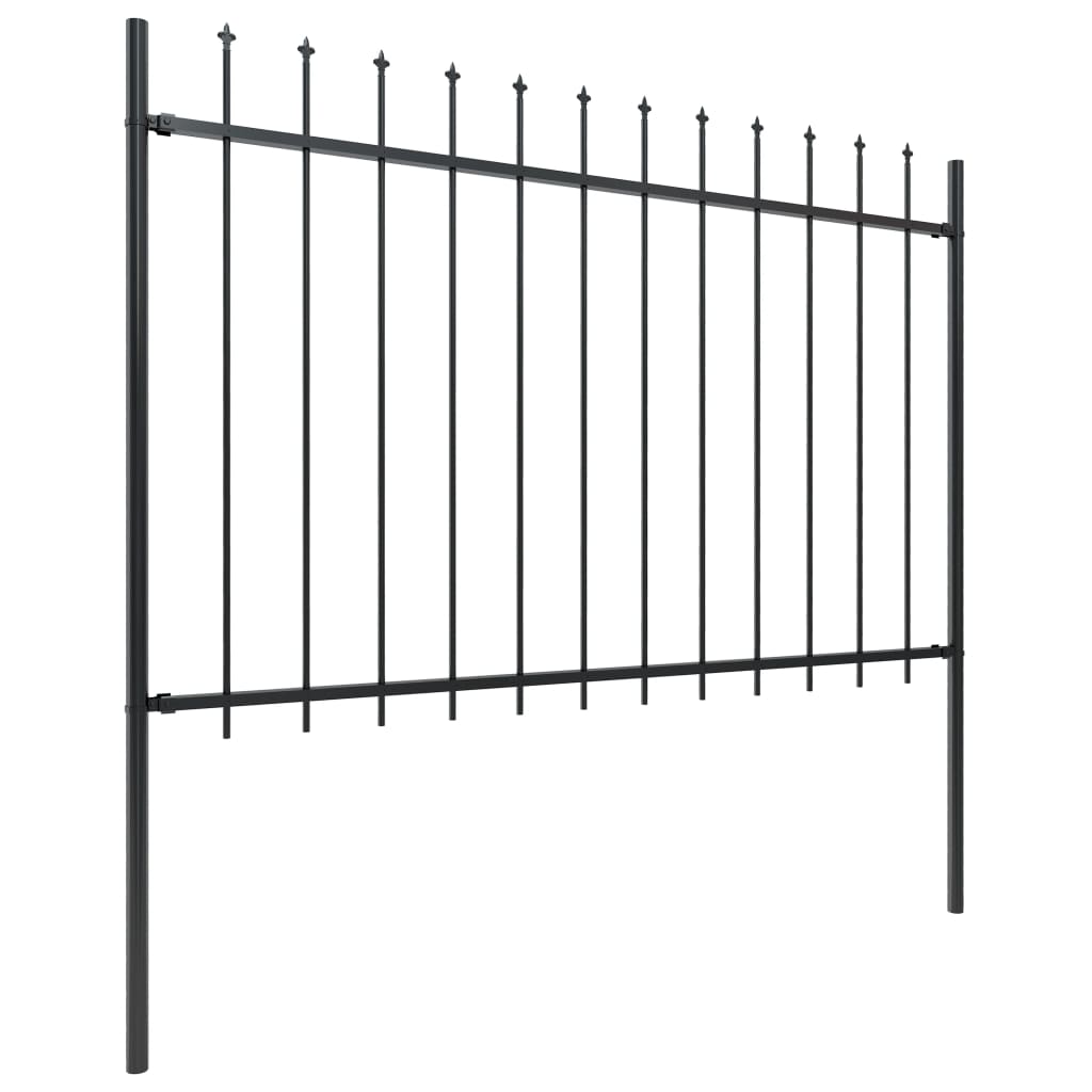 Valla De Jardín Con Puntas De Lanza Acero Negro 5,1x1,2 M / Vetonek_4