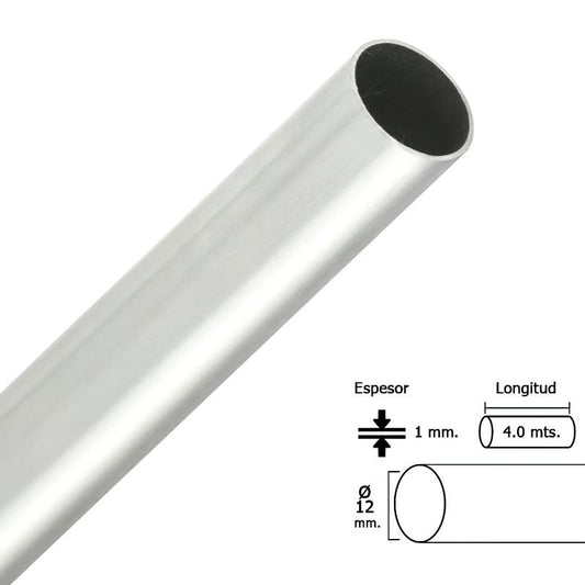 Barra Armario Cromado Redondo 12 Mm. Ø (barra  4,0 Metros)