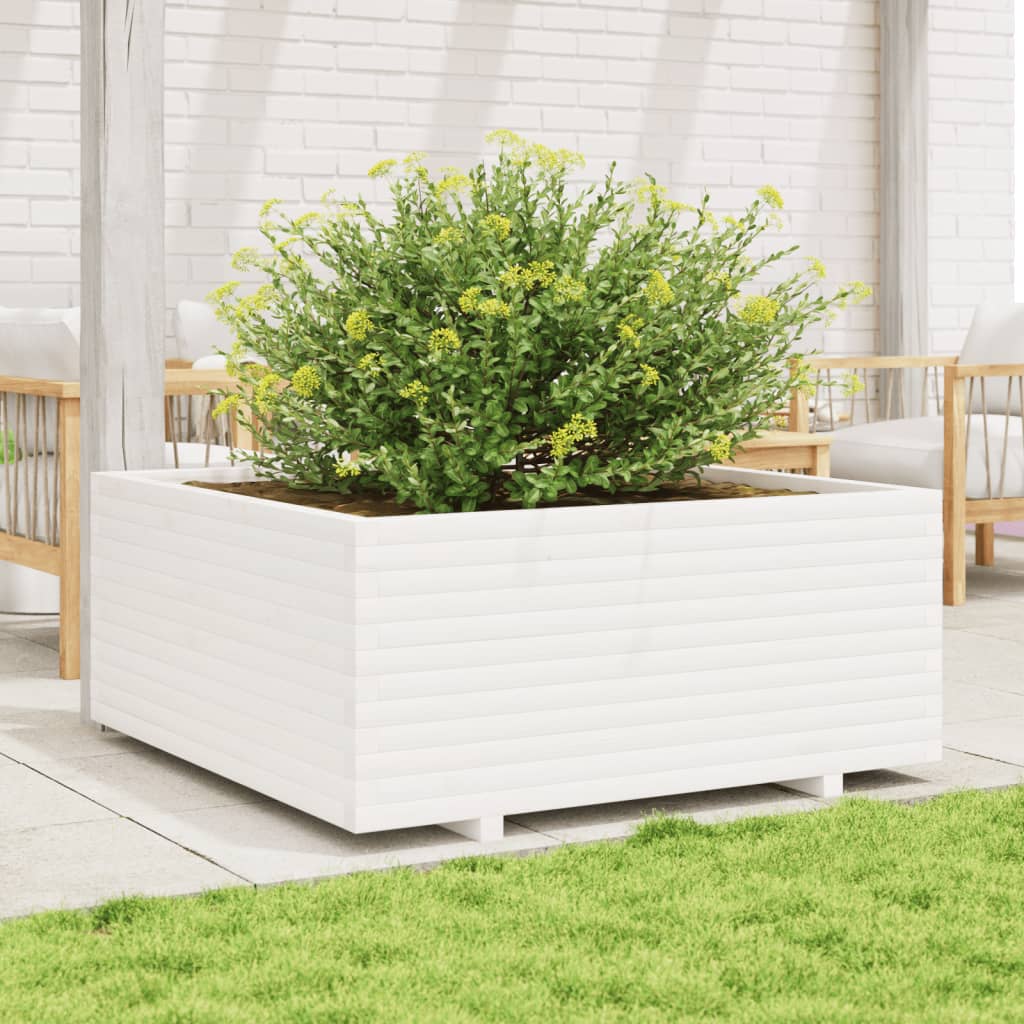 Jardinera Madera Maciza De Pino Blanco 110x110x49,5 Cm_2