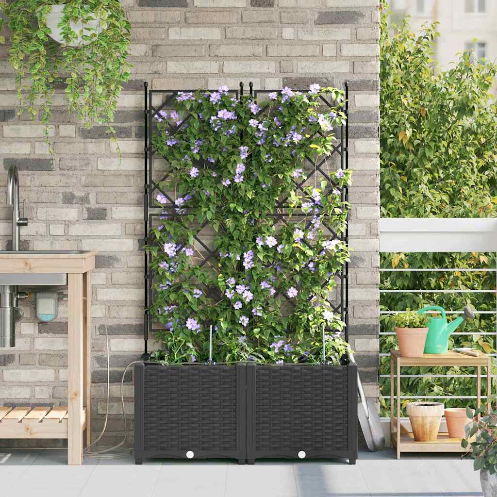 Macetero De Jardín 2 Uds. Negro 80 X 40 X 142 Cm Pp_2