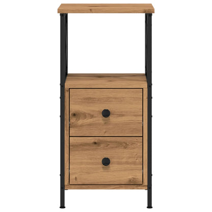 Mesita De Noche Madera Ingeniería Roble Artisan 34x35,5x70 Cm_2