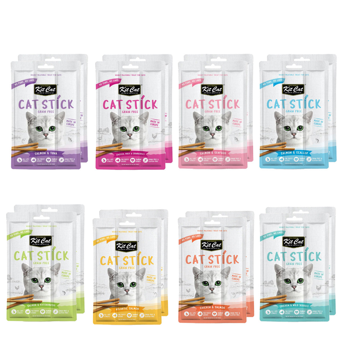 Kit Cat Stick - Pack Degustação 16 unidades Petisco semi-húmido para gatos
