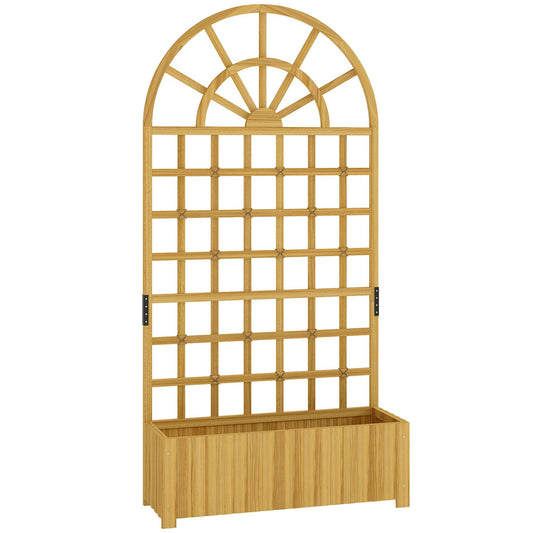 Outsunny Jardinera Con Enrejado De Madera Para Cultivos Verduras 90x30x180 Cm_0