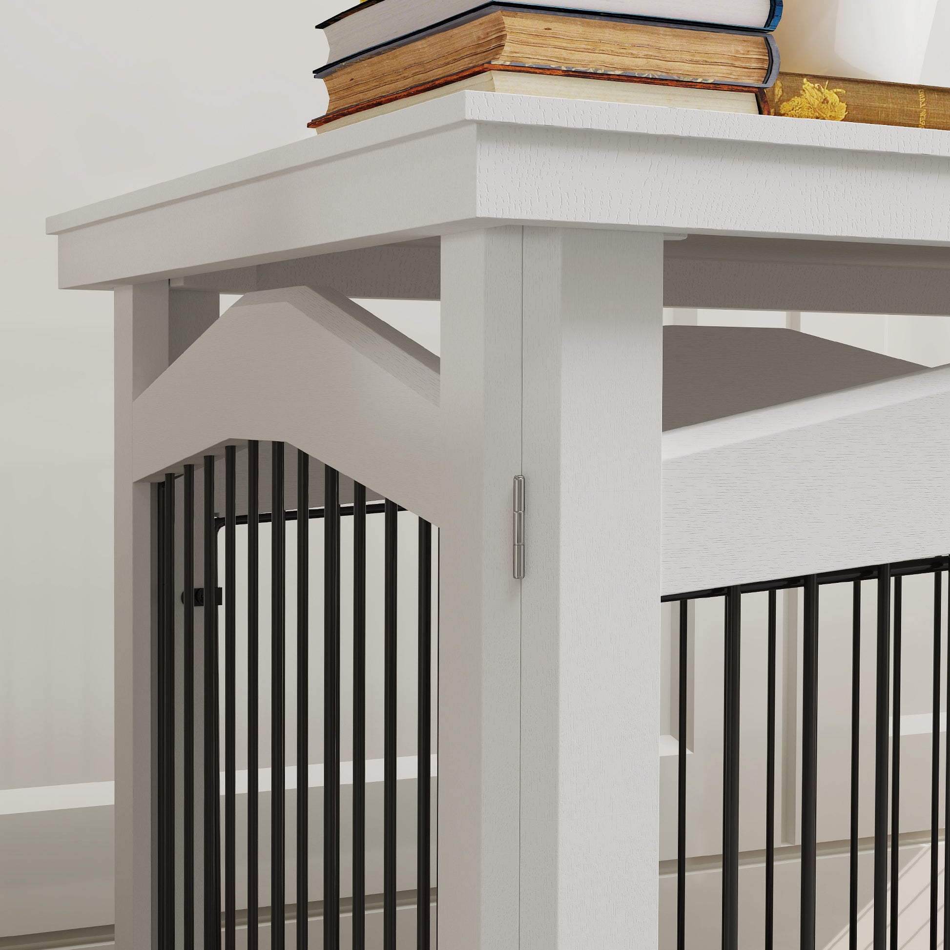 Pawhut Jaula Para Perros Medianos 3 En 1 Con Tapa Superior Desmontable Blanco_4