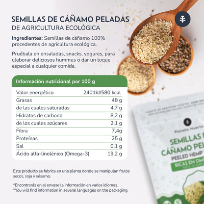 Sementes de cânhamo descascadas ECO Planeta Huerto 400 g