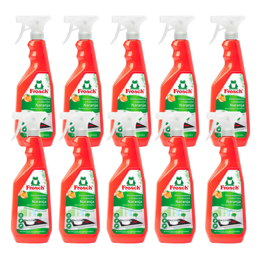 Embalagem de 10 Produtos de Limpeza de Indução e Vitrocerâmicos Frosch Eco Orange 750 ml