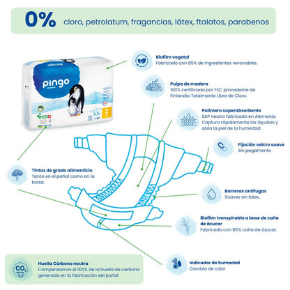 Pack poupança fraldas T2 (3-6kg) Pingo 168 unidades