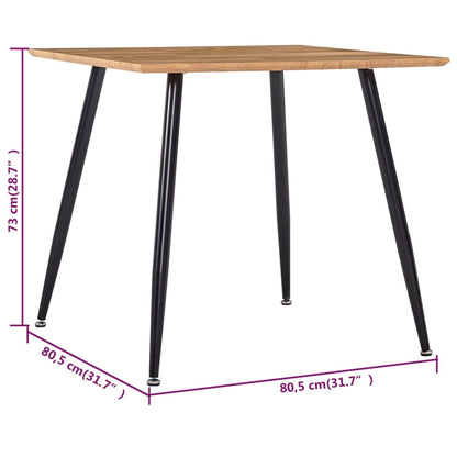 Mesa De Comedor Mdf Color Roble Y Negro 80,5x80,5x73 Cm_3
