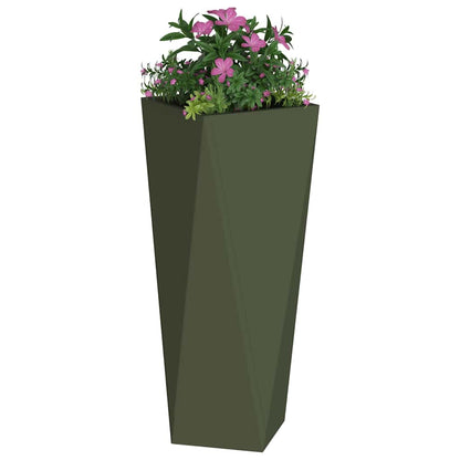 Jardinera 2 Uds. Verde Oliva 30 X 30 X 75 Cm Acero_2