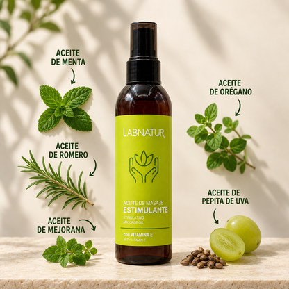 Aceite de Masaje Estimulante Labnatur 200 ml | Menta, Romero y Mejorana | Frescor, Vitalidad y Piernas Cansadas | Vegano_2